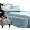 thumbnail image 1 of HTOOQ Silky Super Soft 4 Piece Deep Pocket Satin Sheet Set, King Size Light Blue, 1 of 6
