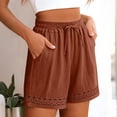 thumbnail image 6 of yillto Womens Cotton Linen Shorts Summer Loose Short Drawstring Elastic Waist Lounge Shorts with Pockets, 6 of 6