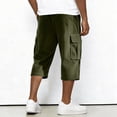 thumbnail image 5 of Dwelliawo Corduroy Men's Cargo Shorts Casual Capri Shorts Long Multi-Pockets 3/4 Pants Cargo Outdoor Elastic Waist Below Knee Pants Army Green 3XL, 5 of 9