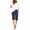 Dark blue, variant on Shorts for Women Women's Plus Size Casual Knee Length Capri Pants Elastic Waistband with Belt Loops Lightweight Fabric Side Pockets Loose Fit Crop pants