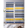 thumbnail image 3 of Navy Blue Yellow Striped Semi Sheer Curtains 108 Inch Length 2 Panels Set, Farmhouse Vintage Stripe Sheer Kitchen Curtain Privacy Voile Window Curtain for Living Room Bedroom Rod Pocket Drapes, 3 of 7