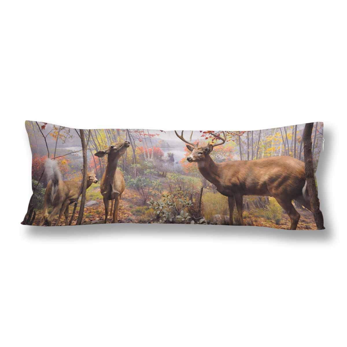 ABPHOTO Cute Deer Tree Forest Animal Body Pillow Covers Case Protector
