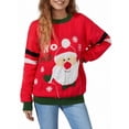 thumbnail image 1 of SUNSIOM Pull de Noël pour Femmes Tricoté Patchwork Jacquard Manches Longues Automne Hiver Col Rond Ample, 1 of 6