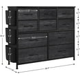 thumbnail image 2 of IDEALHOUSE 10 Drawers Dresser with Side Pockets and Hooks, Fabric Storage Chest with Steel Frame and Wood Top for Bedroom, Closet, Hallway, Living Room, Oak Gray, 2 of 8