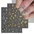 thumbnail image 4 of NEWSPIED 6 Sheets Sun Star Nail Art Stickers Moon Fish Bone Nail Decals Gold Rose Sliver Fish Bone Moon Star Design Nail Art Supplies for Women Girls Acrylic Nails Decorations, 4 of 7