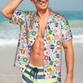 thumbnail image 7 of Pofeuu Retro Musi Disco Print Hawaiian Shirt for Men Sleeves Casual Button Down Summer Beach Dress Shirts T-Shirts,Small, 7 of 7
