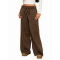 thumbnail image 3 of Pantalones Deportivos de Pierna para Mujer, Holgados, con Cordón, de Cintura Alta y Bolsillos Café L, 3 of 9