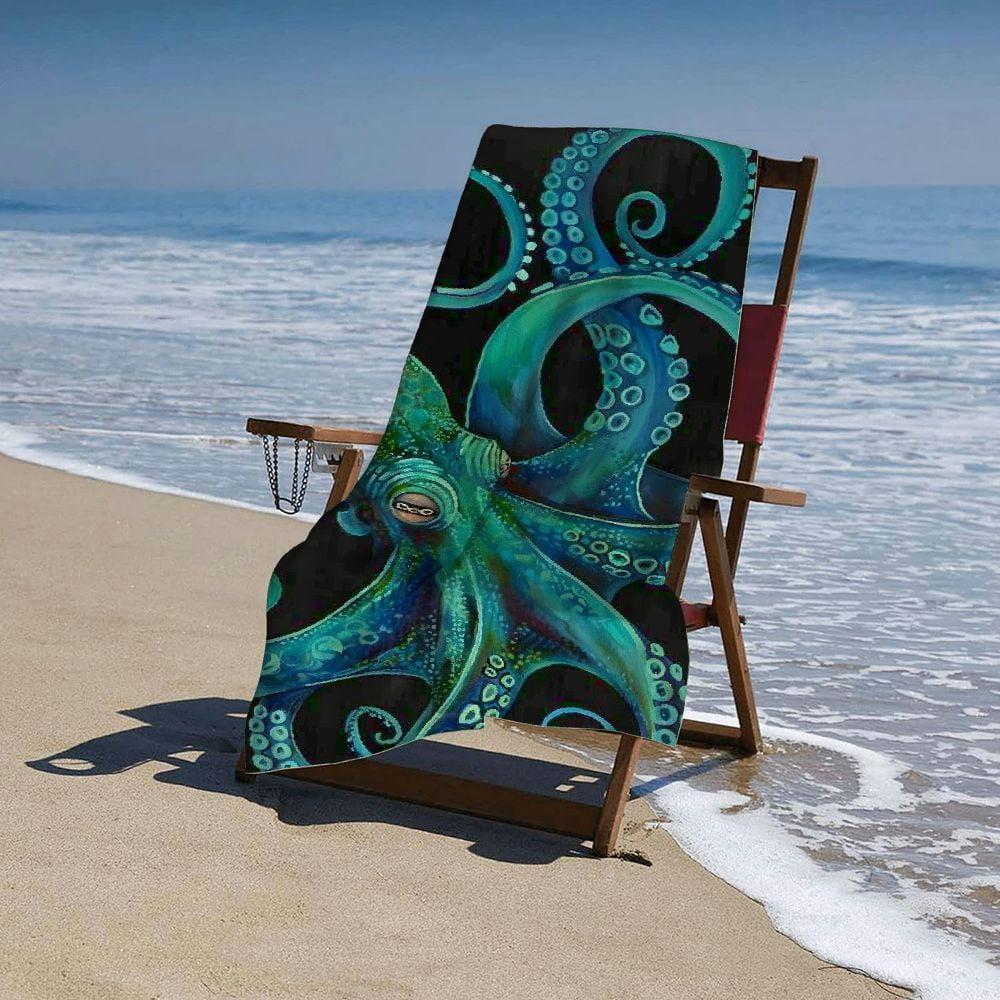 PHYHOO Octopuses Microfiber Beach Towel, Large Oversized Beach Towel Lightweight Quick Dry Soft Absorbent Bath Towel, Sand Free Towel for Swimming Travel Sports 30x60in