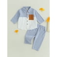 thumbnail image 2 of SUNSIOM 2Pcs Baby Boy Fall Outfits Long Sleeve Contrast Color Shirt + Pants Set Toddler Clothes, 2 of 9