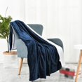 Sherpa Fleece Blanket (Throw Size 51”x63” Navy Blue) Plush Throw Fuzzy