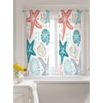 thumbnail image 3 of Red Teal Starfish Coastal Curtains 45 Inch Length,Sheer Curtains for Bedroom Living Room Window Summer Beach Nautical Coral Sea Rod Pocket Drapes Kitchen Curtains Small Half Window 52"x45" 2 Panels, 3 of 7