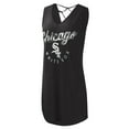 thumbnail image 2 of Women's G-III 4Her by Carl Banks Black Chicago White Sox Game Time Slub Beach V-Neck Cover-Up Dress, 2 of 4