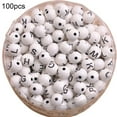 thumbnail image 1 of 50/100Pcs Acrylique Entretoise Perles Breloques Alphabet Lettre Impression 8mm, 1 of 12