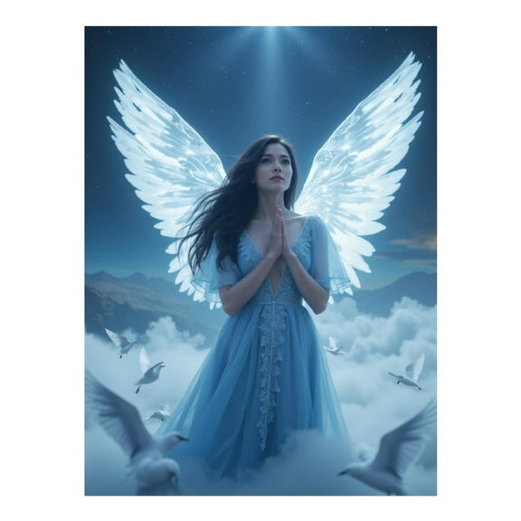 Diamond Art Kit for Adults, Heavenly Angelic Woman Clouds Wings Diamond Painting for Adults Beginners, 5D DIY Diamond Art Painting Kits, Colorful Diamond Painting Craft for Home Decor 12x16