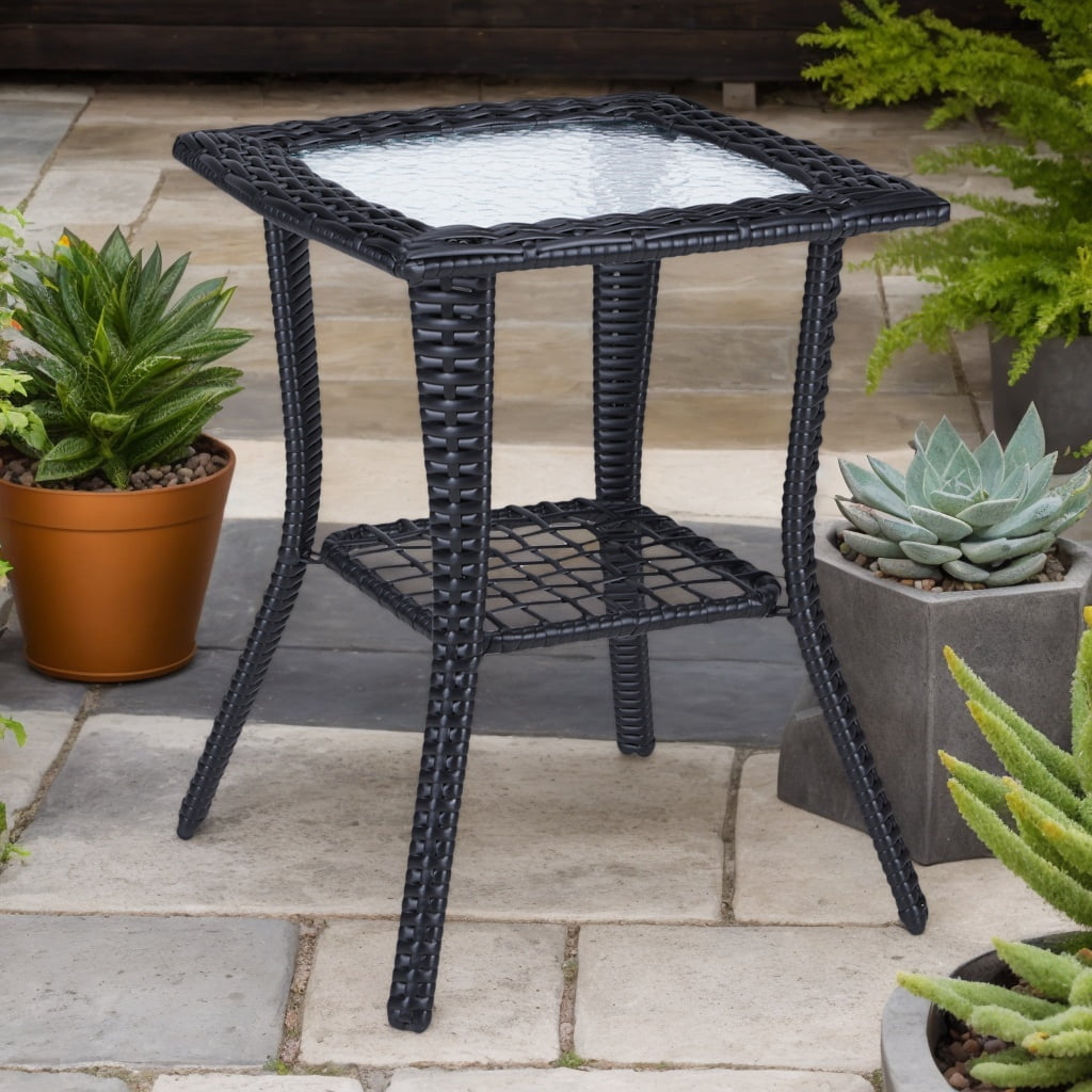 Adams Mfg Quik-Fold Small Outdoor Patio Side Table, Durable Resin