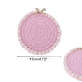 thumbnail image 2 of Unique Bargains 1 Pc Round Pearl Heat Insulation Mat Drink Coaster Pink Cotton rope, 2 of 5