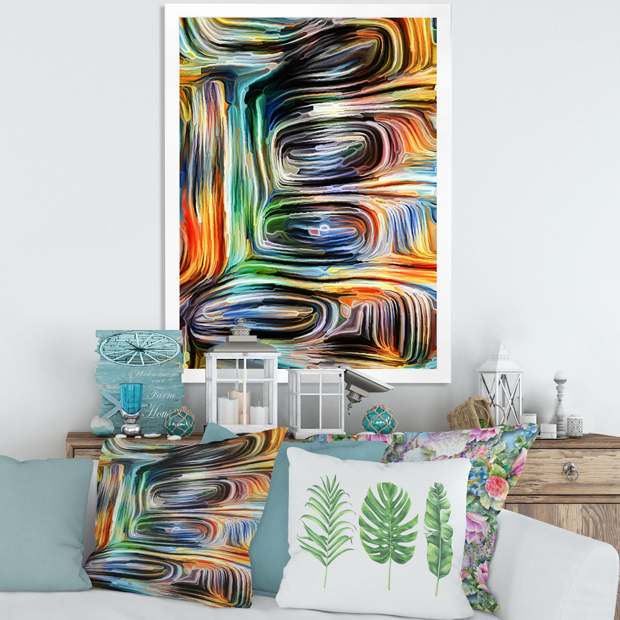 Designart 'Colour Spiral Fusion VII' Modern Framed Art Print