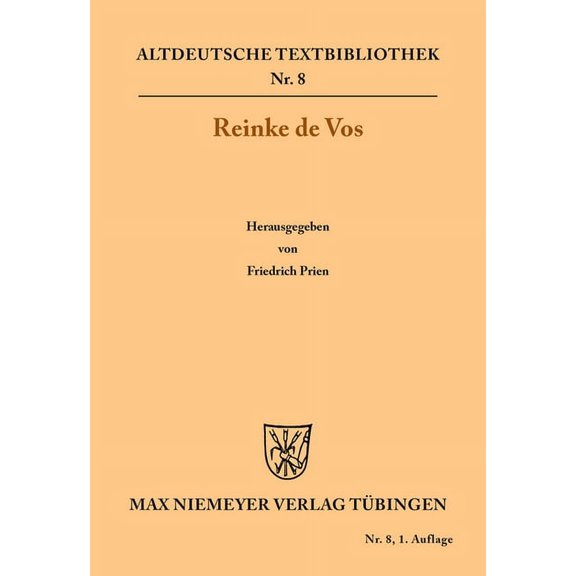 Altdeutsche Textbibliothek Reinke de Vos, Book 8, (Paperback)