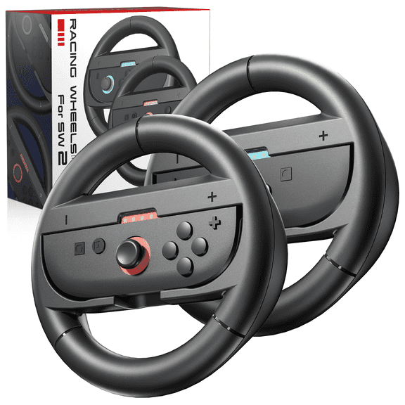 Steering Wheel for Nintendo Switch 2 2025,Racing Wheels for Mario Kart World/ 8 Deluxe,Switch 2 Racing Game Accessories for Switch 2 JoyCon (2x Black)