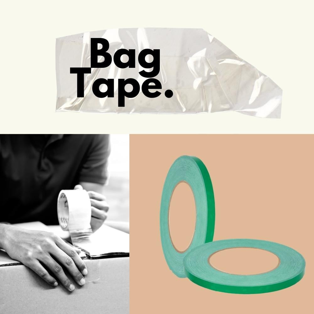 SSBM 3/8" x 180 Yards Green Poly Bag Sealing Tape 2.3 Mil Durable Packaging Tape, 96 Rolls