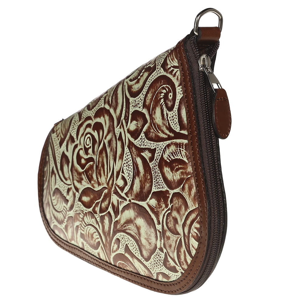 Western Tan Tooled Pistol Case Small