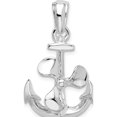 thumbnail image 1 of Sterling Silver Polished Moveable 3D Anchor W/Propeller Pendant(Length 32.45) - Jbsp, 1 of 5