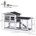 thumbnail image 3 of PawHut 2-tier Wooden Rabbit Hutch w/ Ramp and Outdoor Run, Grey, 3 of 10