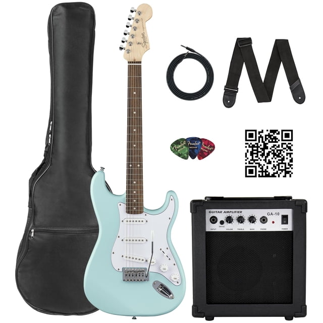 Guitarra eléctrica Fender Squier Stratocaster Daphne Blue Bundle