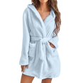 thumbnail image 2 of Robe en Molleton Molleton Doux Manches Mi Longueur Peignoir de Bain, 2 of 3
