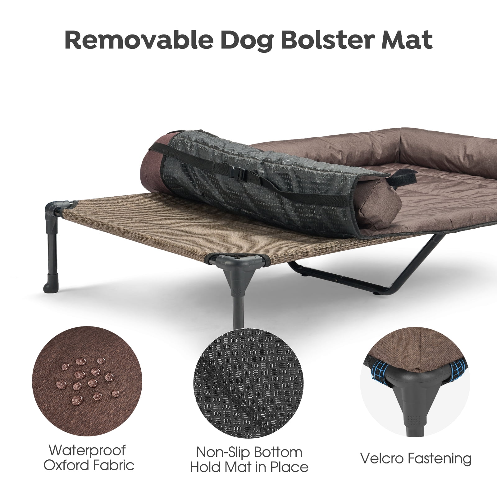 Veehoo Cooling Elevated Dog Bed + Waterproof Removable Pillow-Top Mat, Dog Sofa Bed, XLarge, Brown