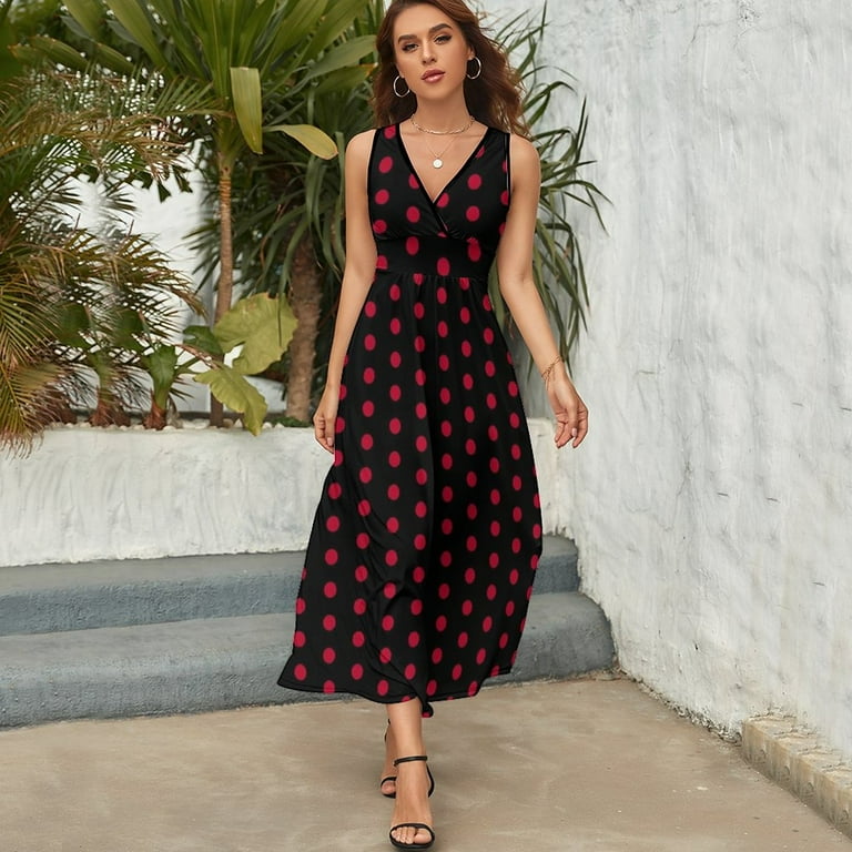 Maxi Dress Black with Red Polka Dot Dress Dotted 70S Vintage Sexy Street Fashion Beach Long Dresses Graphic Oversized Vestidos - Walmart.com Maxi Dress Black with Red Polka Dot Dress Dotted 70S Vintage Sexy Street Fashion Beach Long Dresses Graphic Oversized Vestidos - Walmart.com