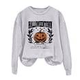 thumbnail image 3 of YVNAURA Oversized Halloween Graphic Letter Print Sweatshirt for Women Crewneck Long Sleeve Round Neck Pullover Loose Fit Vintage Spooky Season Casual Fall Top 1 Pack, Grey,L, 3 of 4