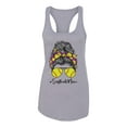 thumbnail image 3 of Messy Bun Softball Mom Life Game Day Vibes Sports Lover | Mother's Day Sports Ladies Racerback Sleeveless Top, Heather Grey, L, 3 of 5