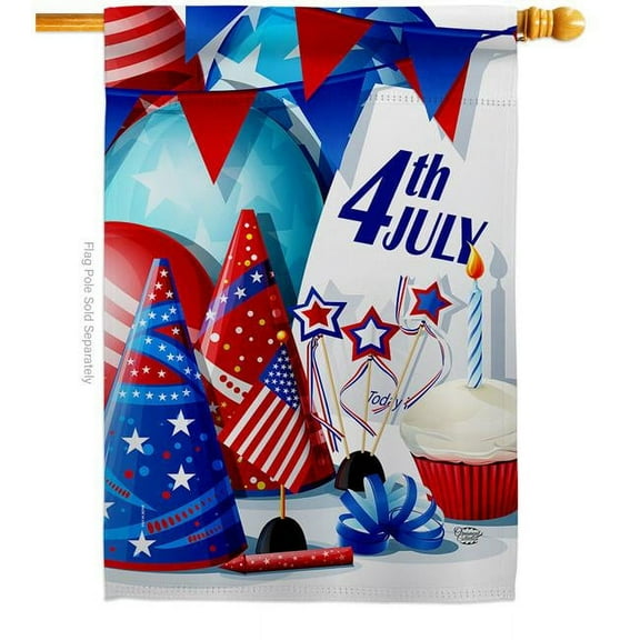 Ornament Collection H192637-BO 28 x 40 in. Celebrate 4th of July American Fourth Vertical House Flag with Double-Sided Decorative Banner Garden Yard Gift