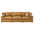 thumbnail image 3 of Sofa, Faux Vegan Leather, Tan, Modern Contemporary Urban Design, Living Lounge Room Hotel Lobby Hospitality, 3 of 10