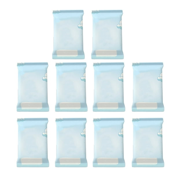 1 bolsa de 10 toallitas húmedas para bebés, de tela no tejida, portátiles, hidratantes y limpiadoras.
