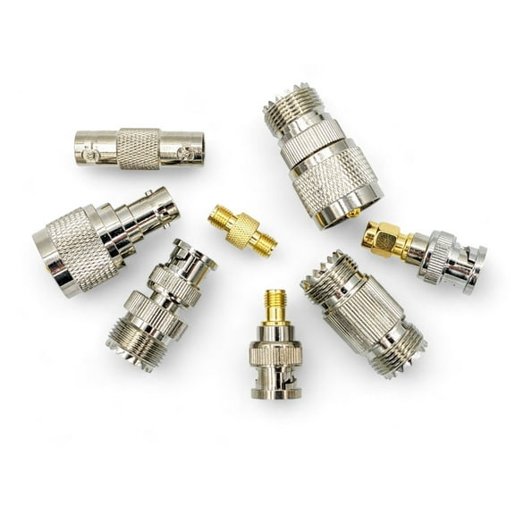 8 Pc UHF BNC SMA RF Adapter Connector Kit for Amateur GMRS CB Commercial Radios