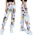 thumbnail image 1 of TRKIYQC Pantalones de Parte Inferior Cerrada para Mujer, Pantalones de Calle Elásticos de Cintura Alta con Estampado de Graffiti Blanco con Bolsillos TRKIYQC moda, 1 of 9