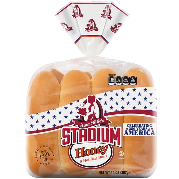 Aunt Millie's Stadium Honey Hot Dog Buns, 8 Count, 14 oz