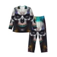 thumbnail image 1 of Balery Modern Abstract Colorful Skull C Pijama para Hombre de Dos Piezas con Manga Larga, Conjunto de Dormir y Descanso Suave con Bolsillos-Large, 1 of 7
