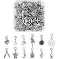 thumbnail image 1 of 72 dijes para pulsera de cadena de serpiente, 12 estilos de cuentas con colgantes europeos, dijes colgantes de plata., 1 of 8