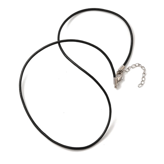 5pc Leather Cord Necklace Jewelry Making with Platinum Lobster Clasps about 2mm diameter 17 inch long