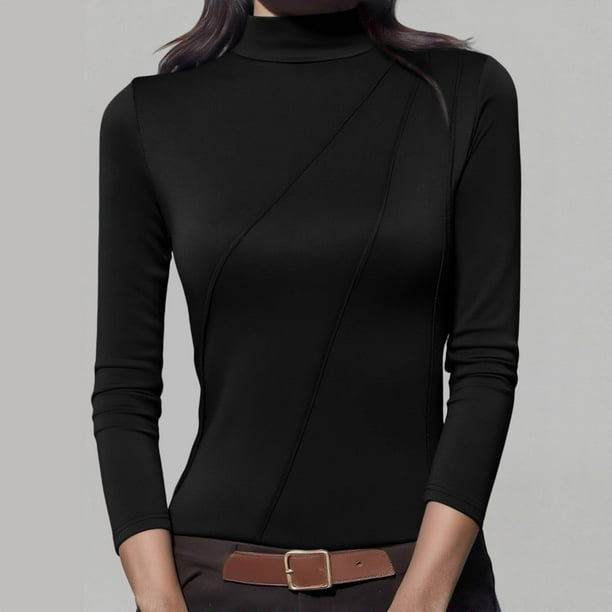 MHFRRA Camiseta Informal para Uso Diario, Cómoda y Elegante, Ideal para Usar En Capas O Como Outfit. Camiseta Versátil para Cualquier Ocasión, Imprescindible En Tu Armario. Negro