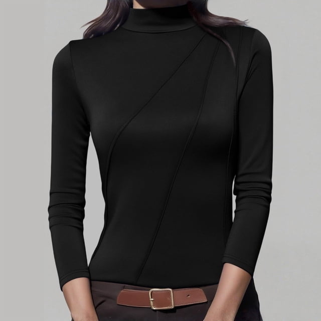 MHFRRA Camiseta Informal para Uso Diario, Cómoda y Elegante, Ideal para Usar En Capas O Como Outfit. Camiseta Versátil para Cualquier Ocasión, Imprescindible En Tu Armario. Negro
