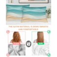 thumbnail image 3 of Turquoise Pillow Cases Standard Size Set of 2, Smooth Satin Pillowcase for Hair and Skin, Ocean Wave Stripes Modern Abstract Beach Decorative Cooling Bed Pillow Covers with Zipper, 20x26 Inches, 3 of 5