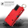 thumbnail image 3 of Allytechgroup for Samsung Galaxy Note 20 Wallet Case, Zipper Pocket Cards Holder RFID Blocking Ring Holder Stand Bumper Shockproof PU Leather Retro Phone Case for Samsung Galaxy Note 20, Red, 3 of 8