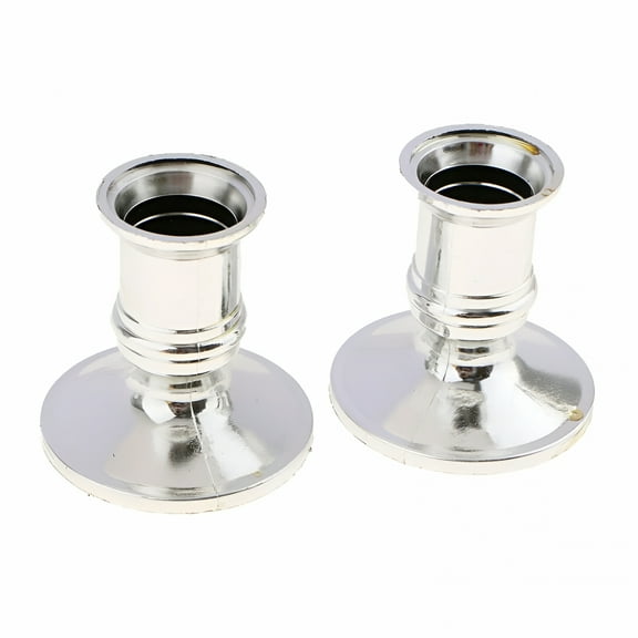 ACDANC 2 Pairs Candle Holders Candlestick Holders for Taper Candles, Brass Silver Traditional Decorative Candle Stick Holder for Table, Mantel, Wedding, Dining