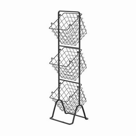 42.65 x 10.80 x 11.80 in. 3-Tier Metal Wire Storage Basket Stand with Removable Baskets, Black