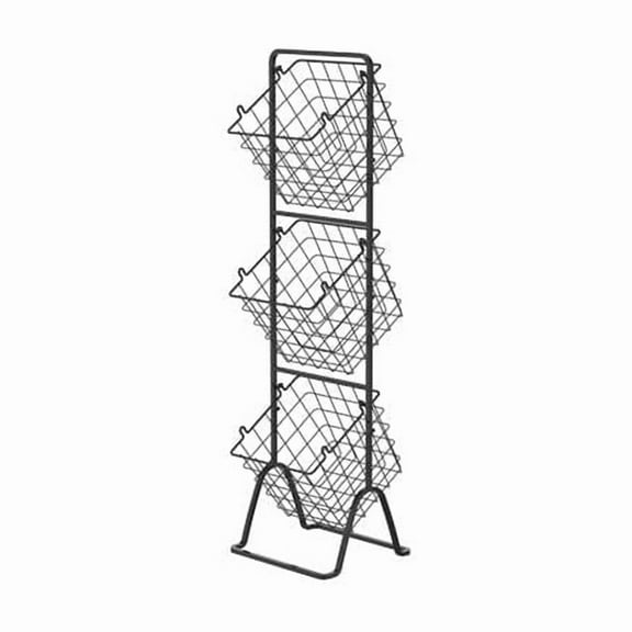 42.65 x 10.80 x 11.80 in. 3-Tier Metal Wire Storage Basket Stand with Removable Baskets, Black