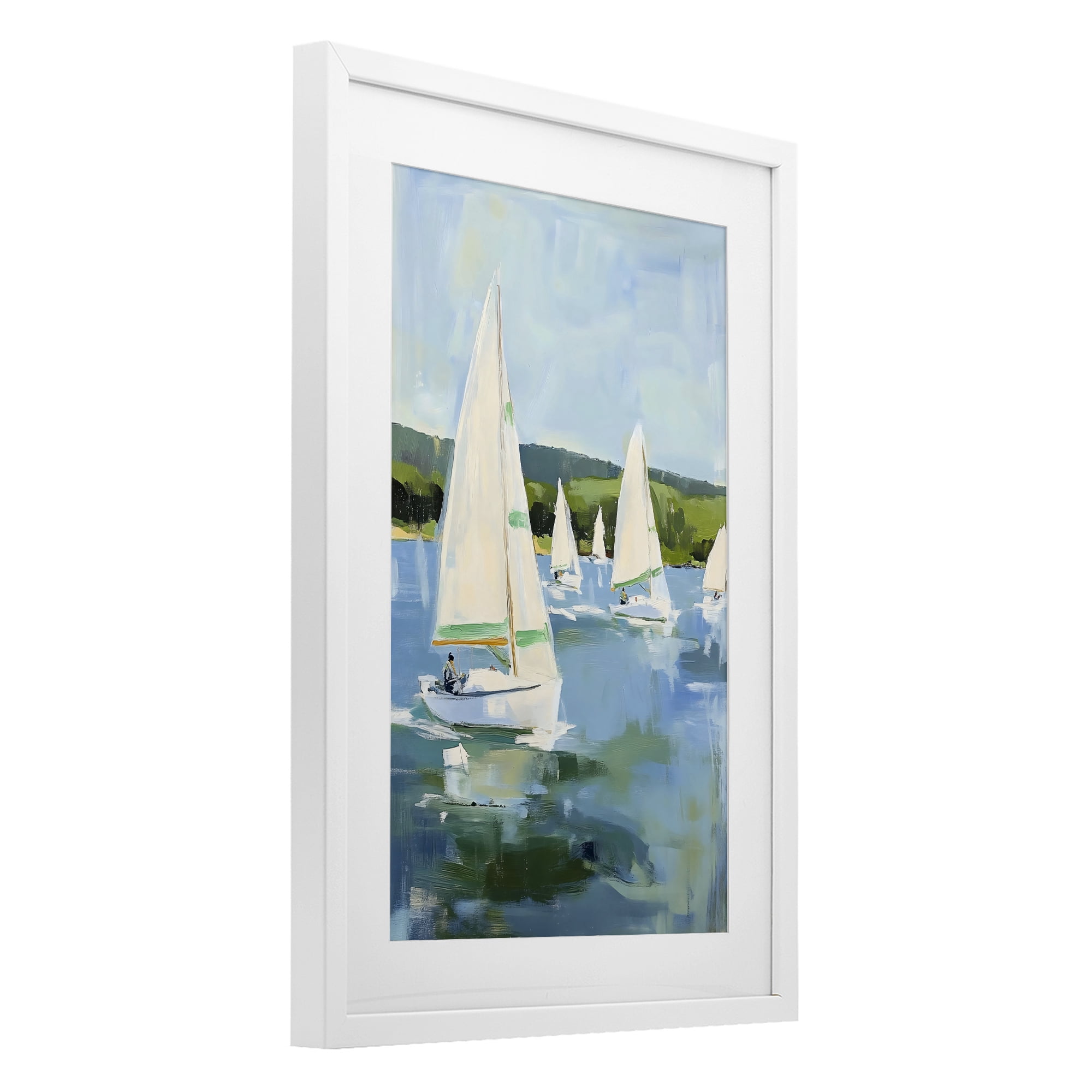 Stupell Industries Boat Race Regatta White Framed Print Under Glass, design by Petal Prints Design